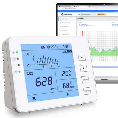 Ein guter Preis. CO2-Monitor LCD-Anzeige CO2/Temperatur/Feuchtigkeits-Datenlogger für Innenraumluft-Gasdetektor für Zuhause, Schule, Hotel, Fitnessstudio, für Schweizer Sensoren Online