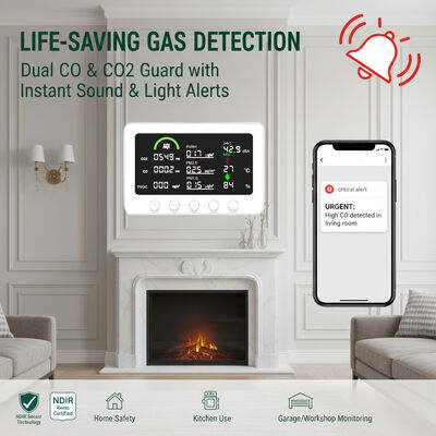 Ein guter Preis. 10-in-1 Professioneller Luftqualitätsmonitor: Echtzeit-CO2-, PM2,5-, TVOC- und CO-Messgerät mit Tuya App-Steuerung & RS485 für Smart Home Online