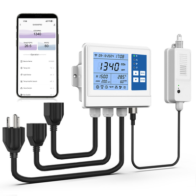 100V Gewächshaus Wifi CO2-Monitor Steuerung Temperatur und Luftfeuchtigkeit Steuerung