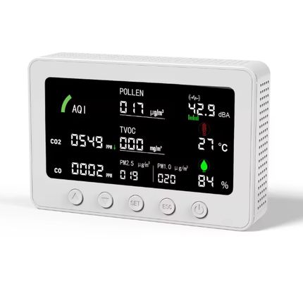 WLAN-Smart-Luftqualitätsmonitor, detektiert CO2, CO, TVOC, PM1.0 & PM2.5, Innenraumlufttester für Zuhause, Büro